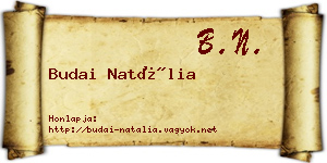 Budai Natália névjegykártya