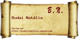 Budai Natália névjegykártya